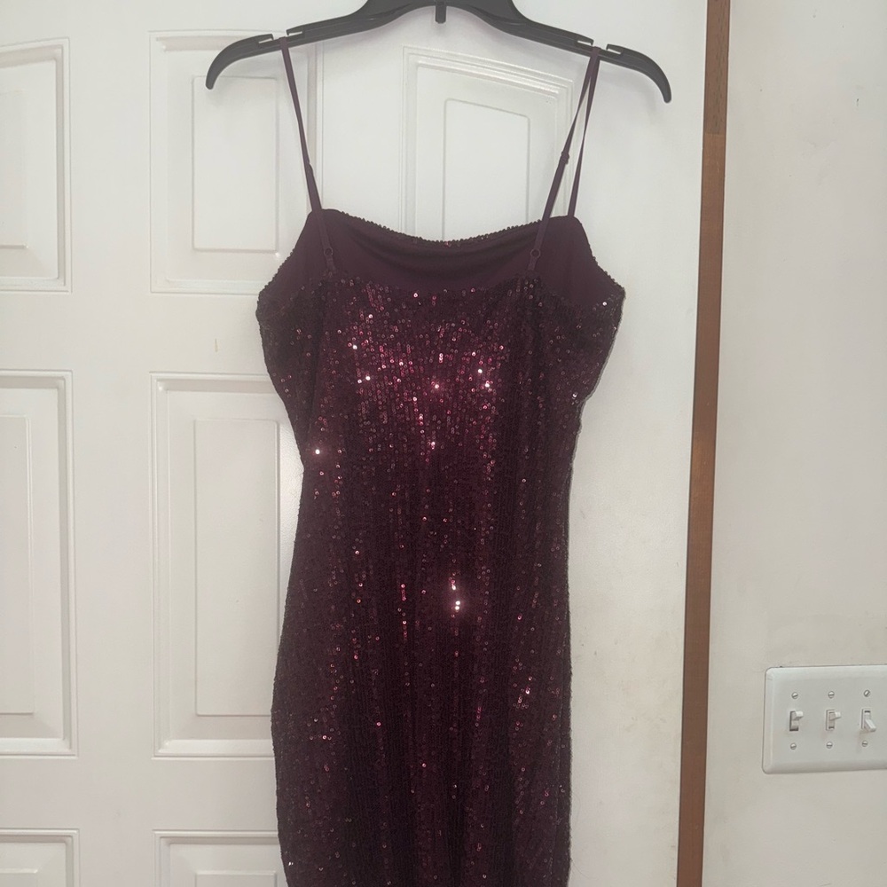 Sparkling Burgundy Sequin Dress